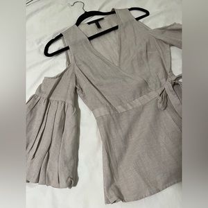 BCBG off shoulder wrap shirt